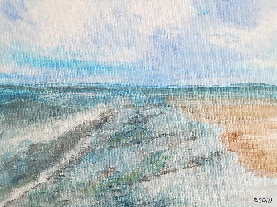 Sur la plage et dans locean, Crane Beach, Ipswich, Massachusetts Painting by C E Dill