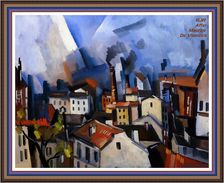 Abstract Digital Art - Suresnes - 1918- Inspired And After The Original Artwork By Maurice De Vlaminck L A S - With P/Frame by Gert J Rheeders