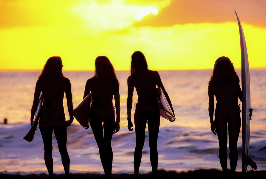 Surf Girl Silhouettes Photograph by Sean Davey