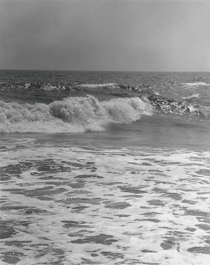 Surf On Beach, B&w Photograph by George Marks