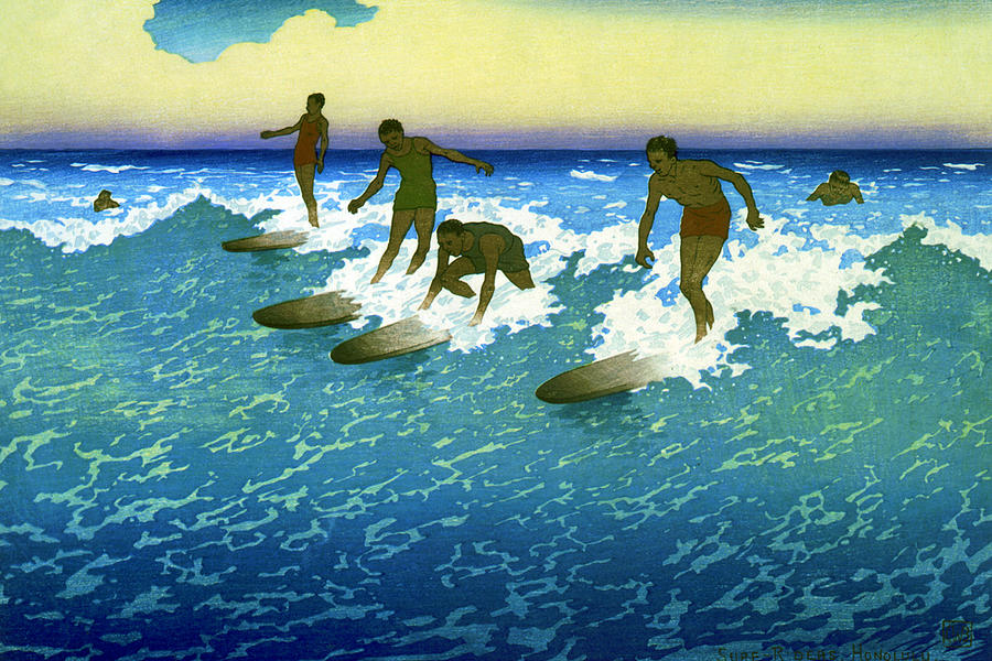 Surf Riders Hawaii Painting by Charles William Bartlett