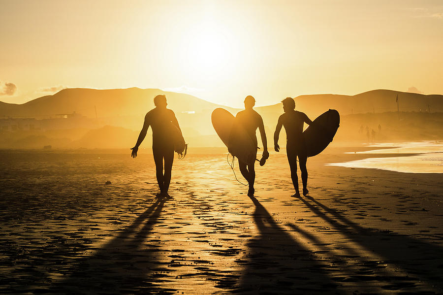 Sunset Photograph - Surf Trio by Miha Pavlin