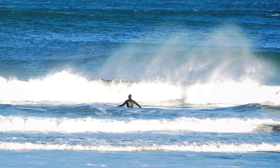 - surfer and sea spray at York Beach ME Photograph by THERESA Nye