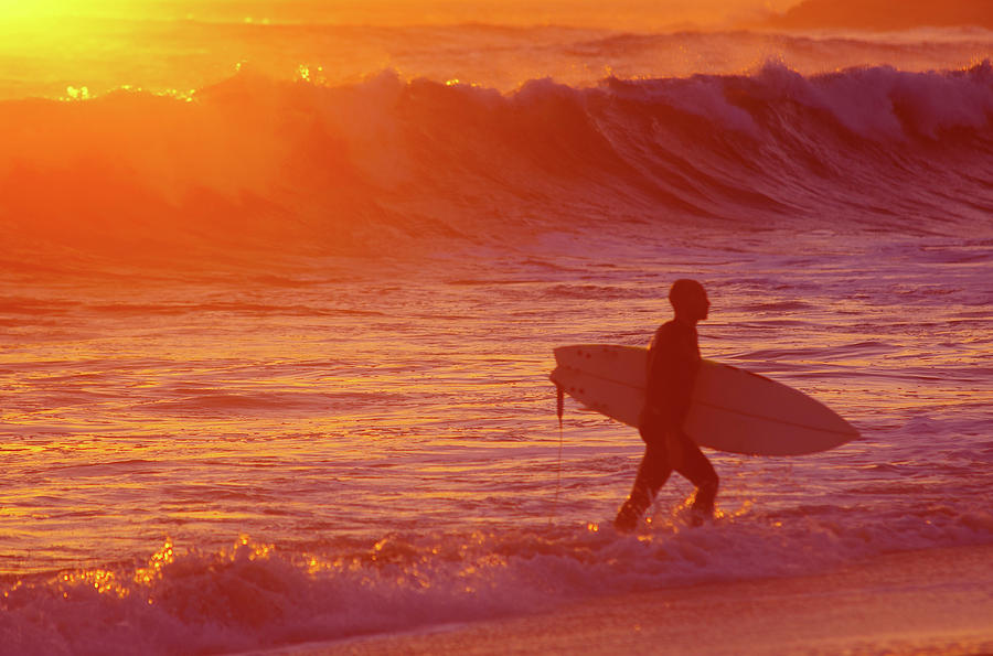 Sunset Photograph - Surfer at Sunset by Carlos Caetano