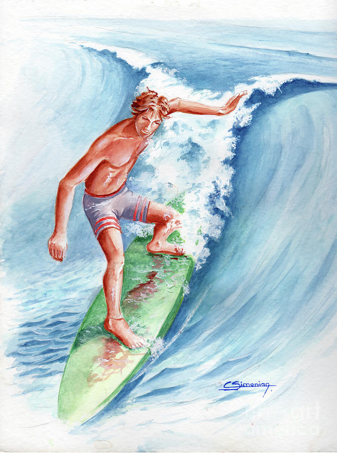 Surfer Painting by Christian Simonian