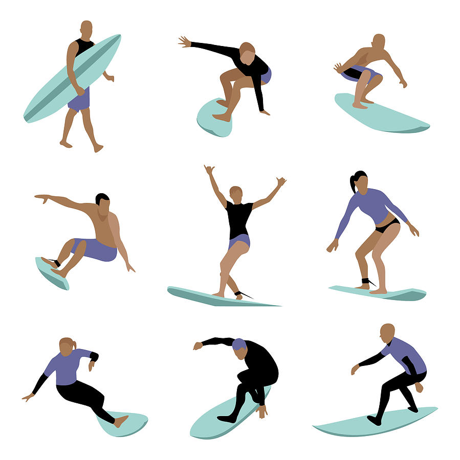 Surfers Digital Art by Claire Huntley