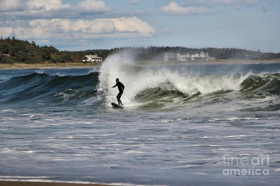 Surfing A Beautiful Wave At Popham Beach Photograph by Sandra Huston
