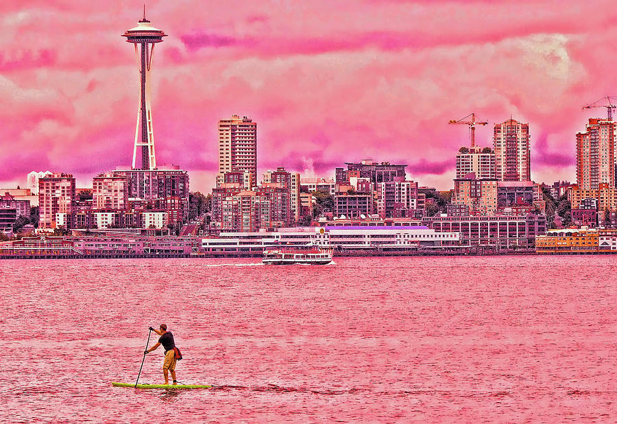 Surfing Elliot Bay - Seattle Photograph by Allen Beatty