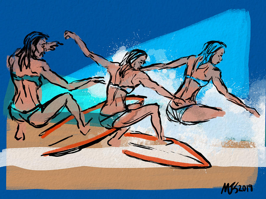 Surfing Montage Digital Art by Michael Kallstrom