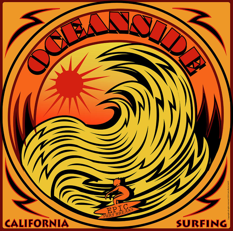 Surfing Oceanside California Digital Art