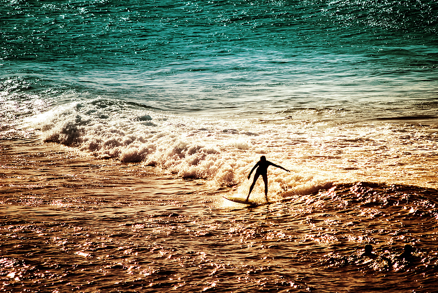 Beach Photograph - Surfing Silhouette by Christi Kraft