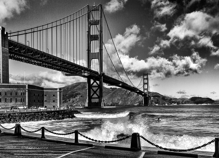 Surfing Under The Golden Gate Bridge Photograph by Jois Domont ( J.l.g.)