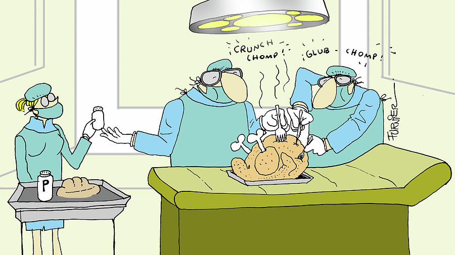 Surgeon Carving A Chickenturkey Drawing by Claudio Furnier