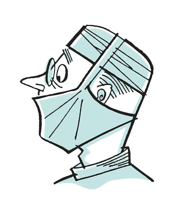 Vintage Drawing - Surgeon in Cap and Mask by CSA Images