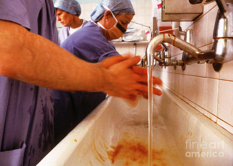 Surgeons Scrub Hands Photograph by Michael Donne/science Photo Library