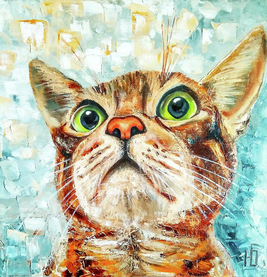 Surprised cat Painting by Yulia Berseneva