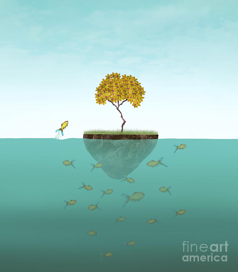 Small Digital Art - Surreal Illustration Of A Little Island by Valentina Photos Small Digital Art - Surreal Illustration Of A Little Island by Valentina Photos