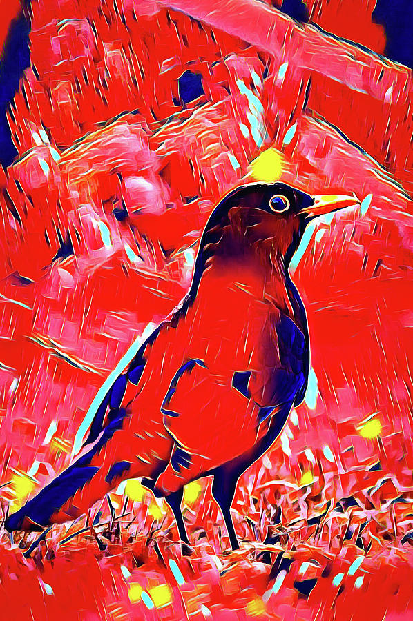Surreal Red Raven Digital Art