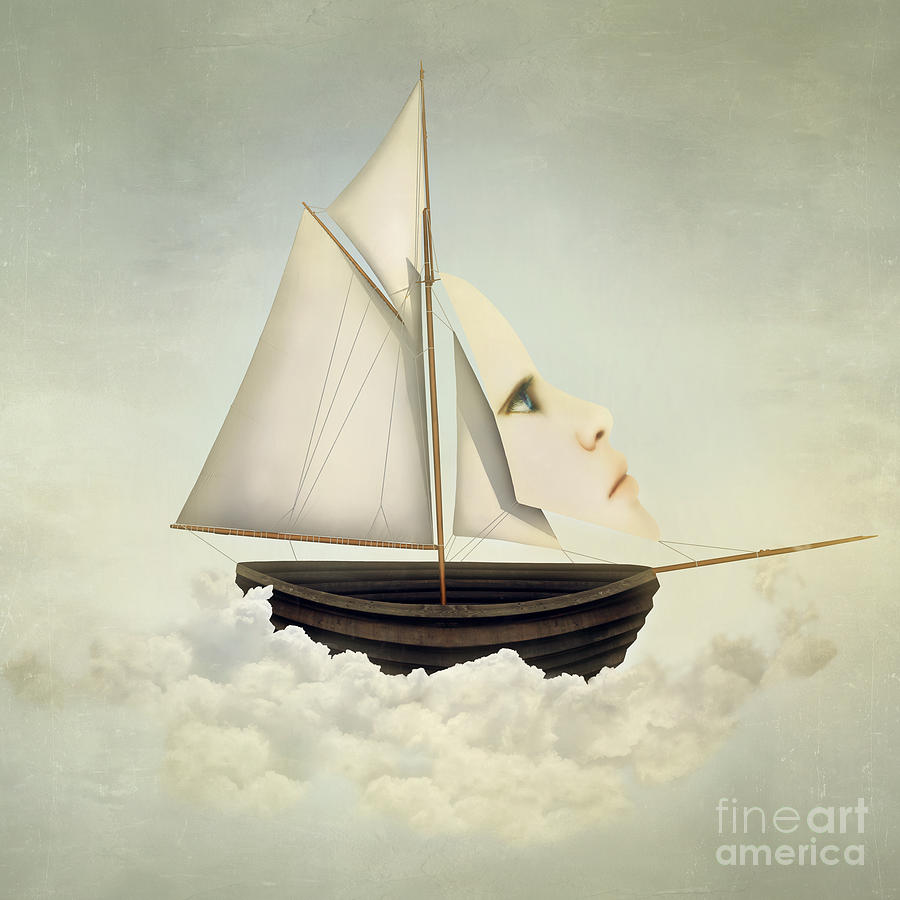 Surrealism Digital Art - Surreal Vessel Above The Clouds by Valentina Photos
