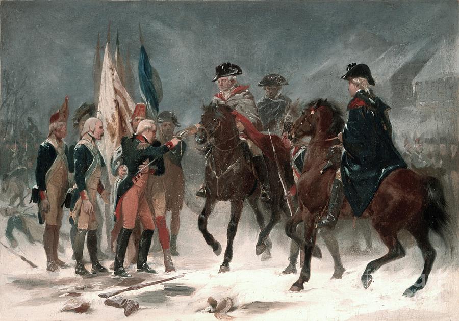 Surrender Of Colonel Rall At The Battle Of Trenton, December 26th, 1776 Painting by Alonzo Chappel