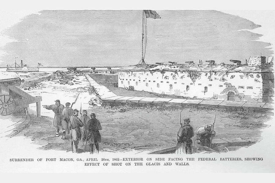 Surrender Painting - Surrender of Fort Macon, Georgia by Frank Leslie