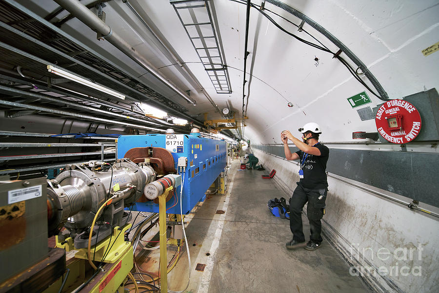 Surveying Super Proton Synchrotron Tunnel At Cern Photograph by Cern ...