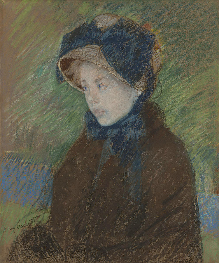 Susan in a Straw Bonnet Pastel by Mary Cassatt