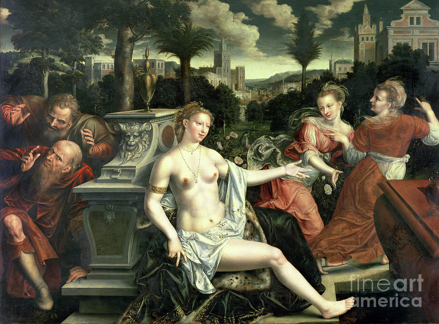 Amulet Painting - Susanna And The Elders, 1567 by Jan Massys Or Metsys