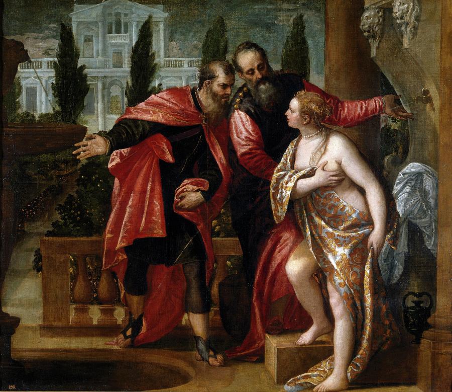 Susannah and the Elders, ca. 1580, Italian School, Oil on canvas, 151 cm x 17... Painting by Paolo Veronese -1528-1588- Susannah and the Elders, ca. 1580, Italian School, Oil on canvas, 151 cm x 17... Painting by Paolo Veronese -1528-1588-