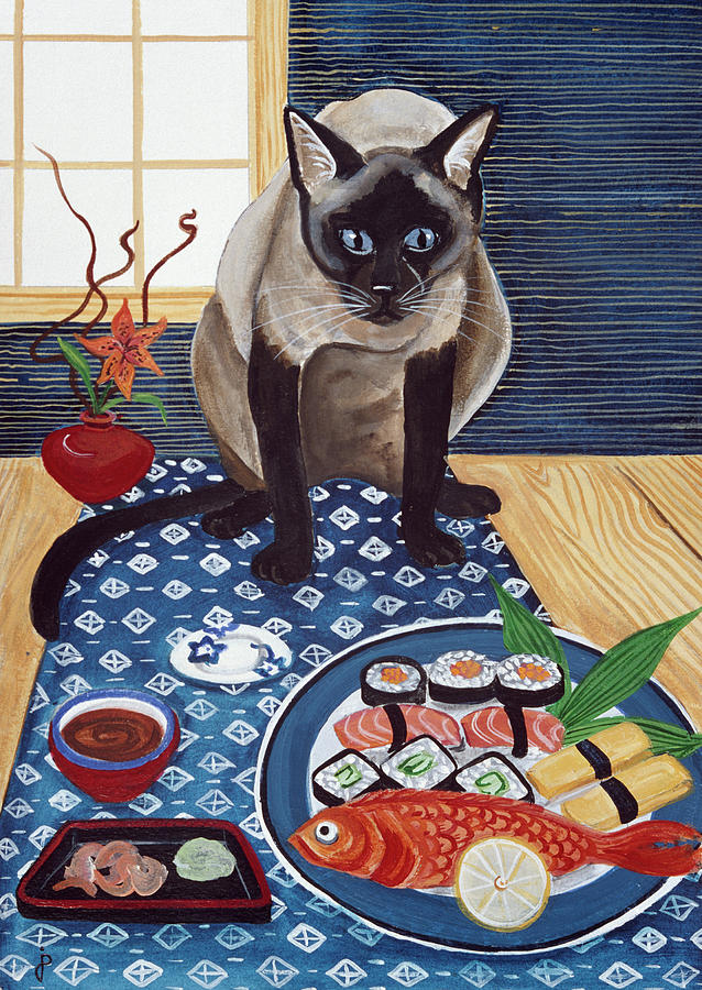 Animal Painting - Sushi Lover by Jan Panico