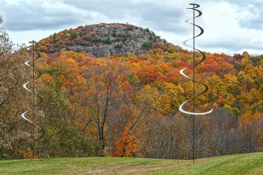 Fall Photograph -  Sugar Loaf Mountain In Autumnn Dress And Scultpture Earrings by Angelo Marcialis