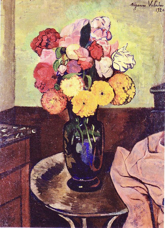 Flower Drawing - Suzanne Valadon - Vase Of Flowers by Steeve. E. Flowers.