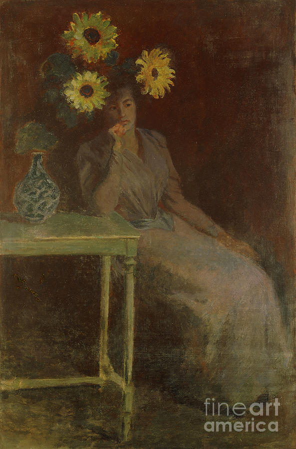 Suzanne With Sunflowers; Suzanne Aux Soleils, C.1889 Painting by Claude Monet