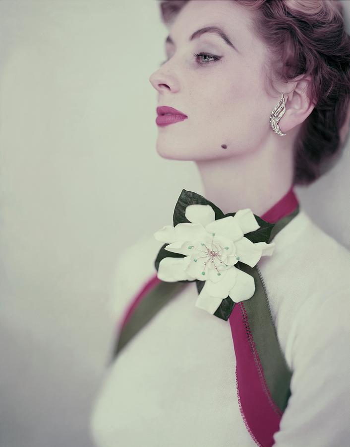 Suzy Parker In A Pringle Sweater Photograph by Horst P. Horst