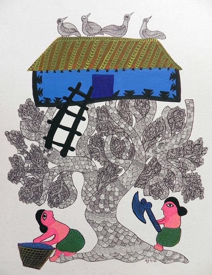 Bird Painting - Sv 91 by Subhash Vyam