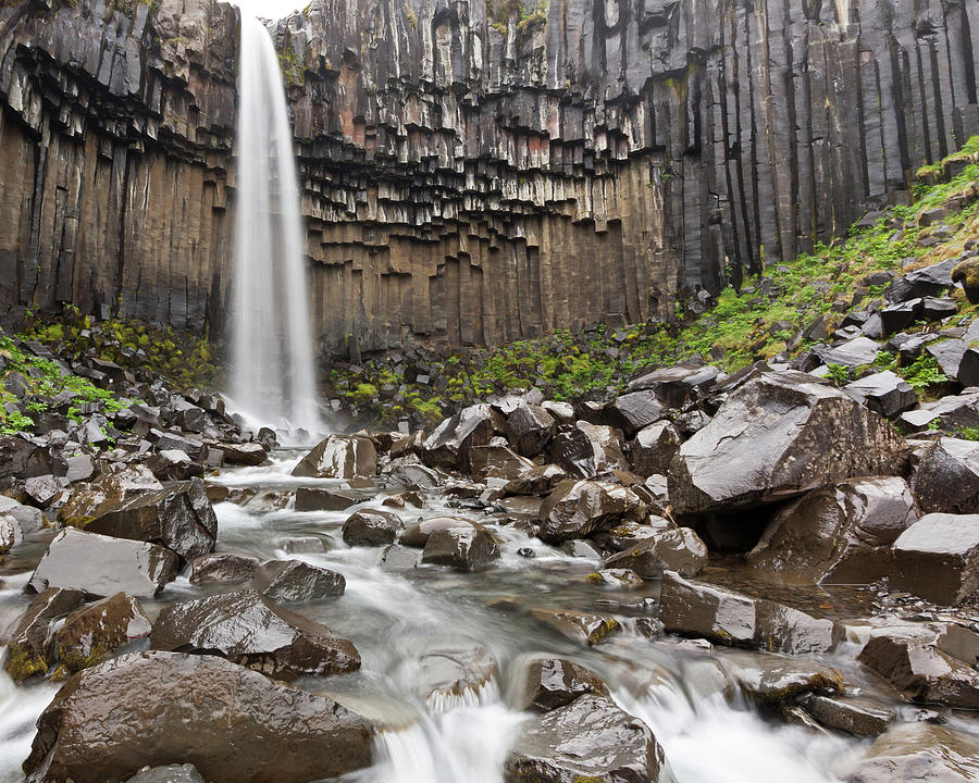 Svartifoss Waterfall Surrounded By Photograph by Esen Tunar Photography