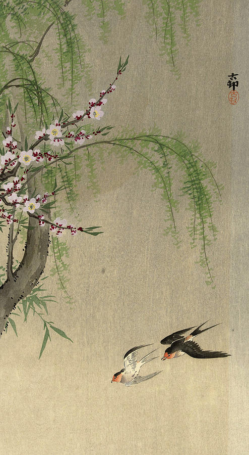 Swallows in flight, 1930 Painting by Ohara Koson - Fine Art America