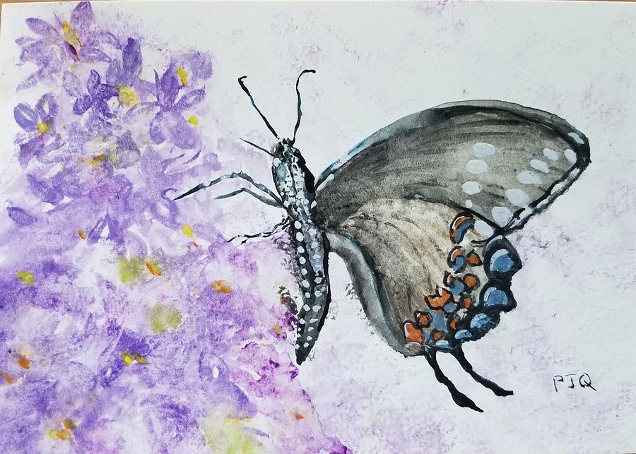 Swallowtail on Buddleia Painting by PJQandFriends Photography