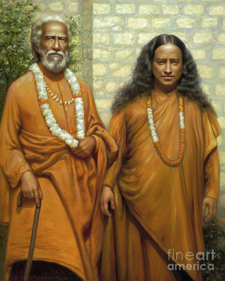Yogananda Painting - Swami Sri Yukteswar and Paramahansa Yogananda by Nicholas Hodgson