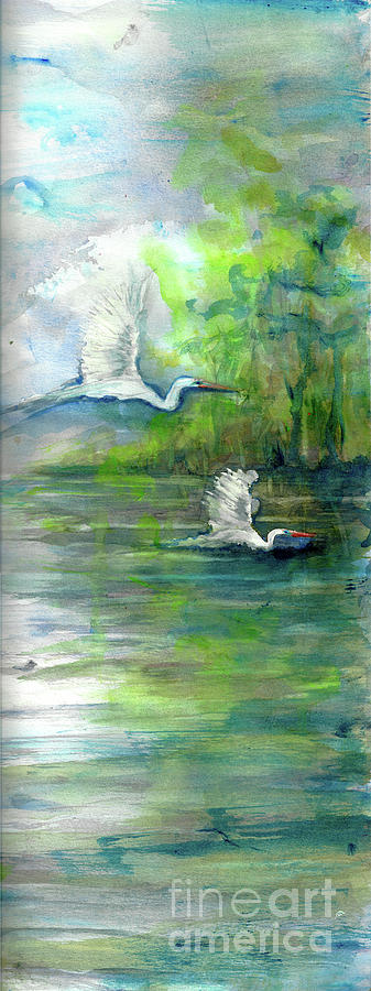 Swamp Bird Flock R Painting by Francelle Theriot