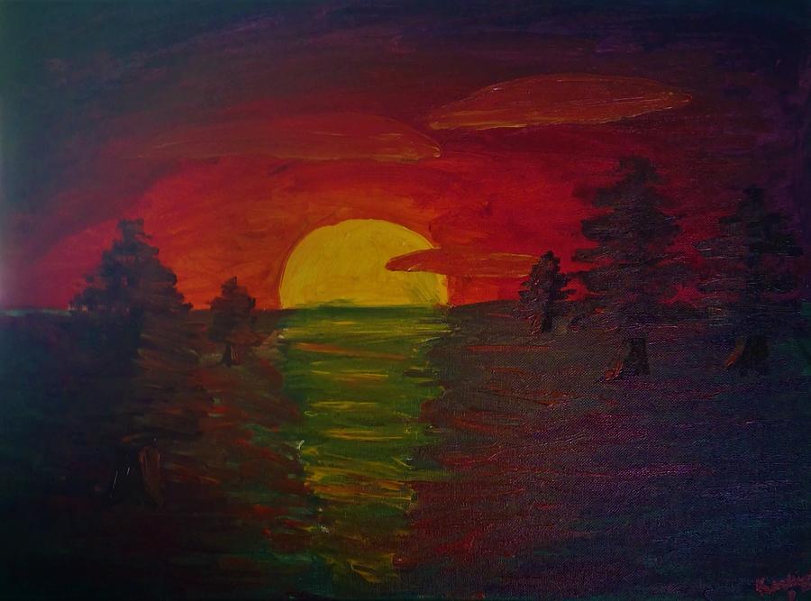 Swamp Sunset Painting by Karleigh Provost