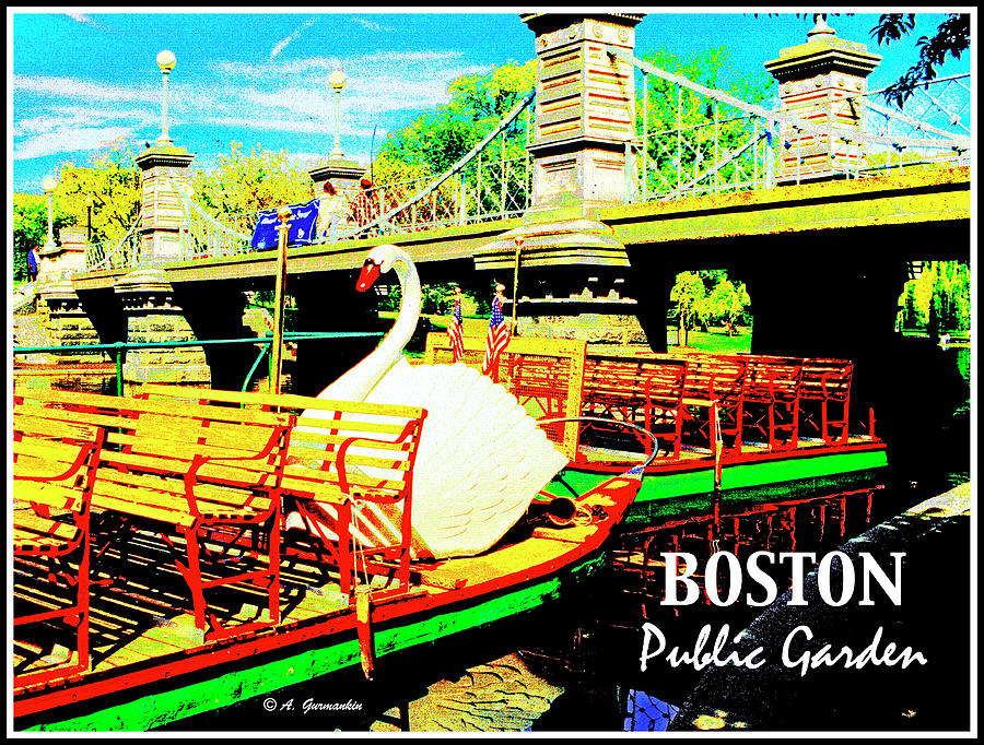 Swan Boat Boston Public Garden Digital Art by A Macarthur Gurmankin