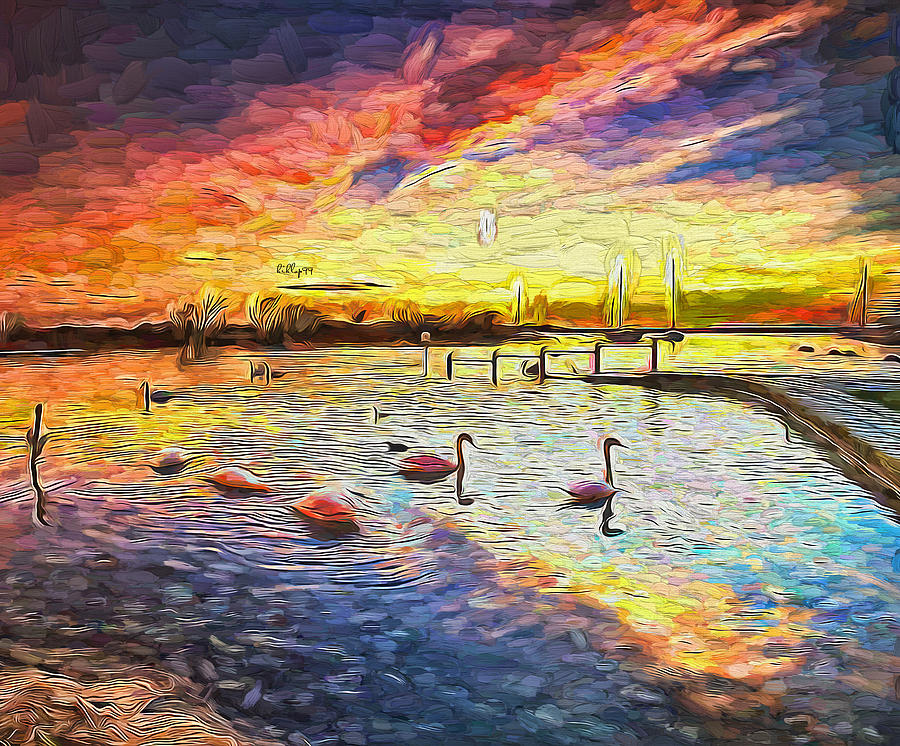 Swan impressum Painting by Nenad Vasic