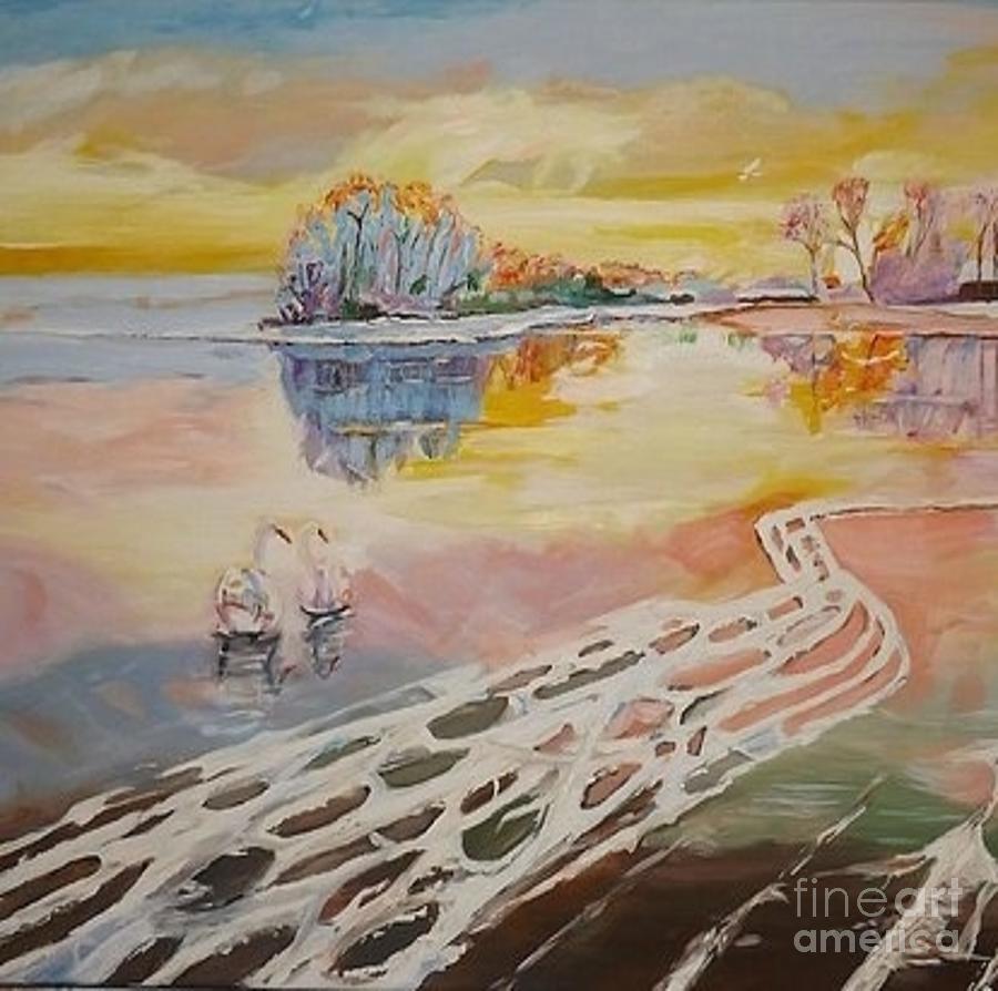 Swan Lake Painting by Denise Morgan