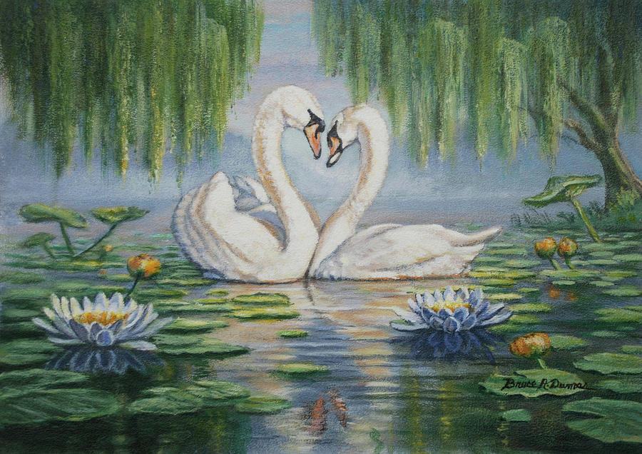 Swan Love Painting by Bruce Dumas