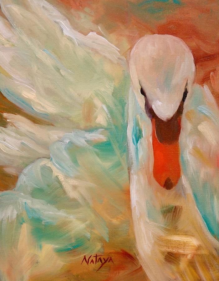 Reflections Of A Swan Painting by Nataya Crow