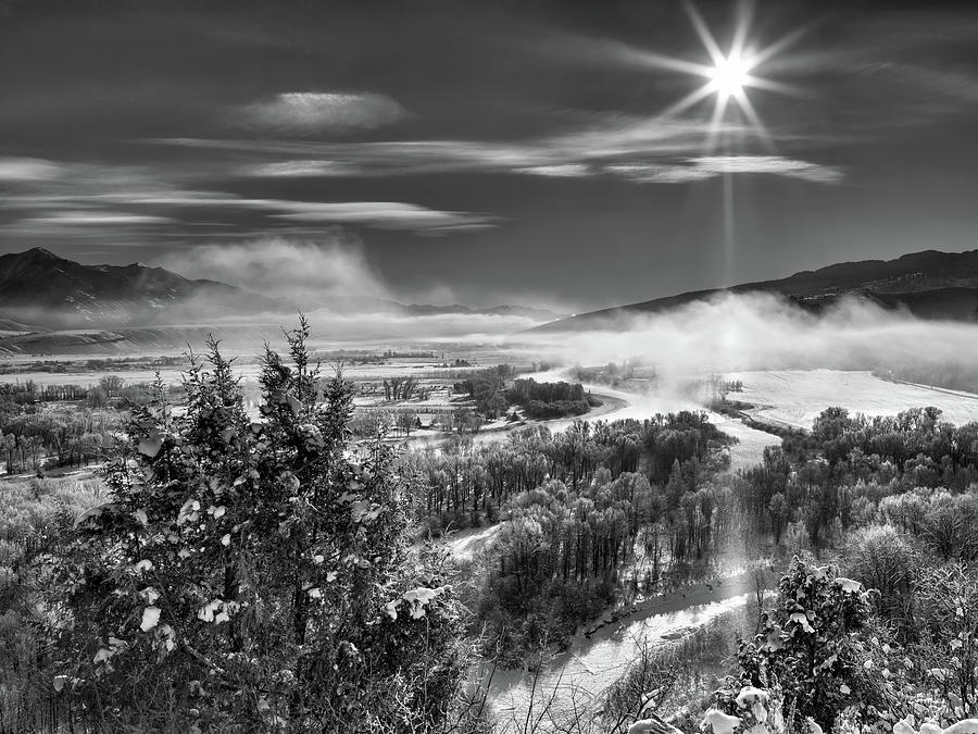 Swan Valley Winter Black and White Photograph by Leland D Howard