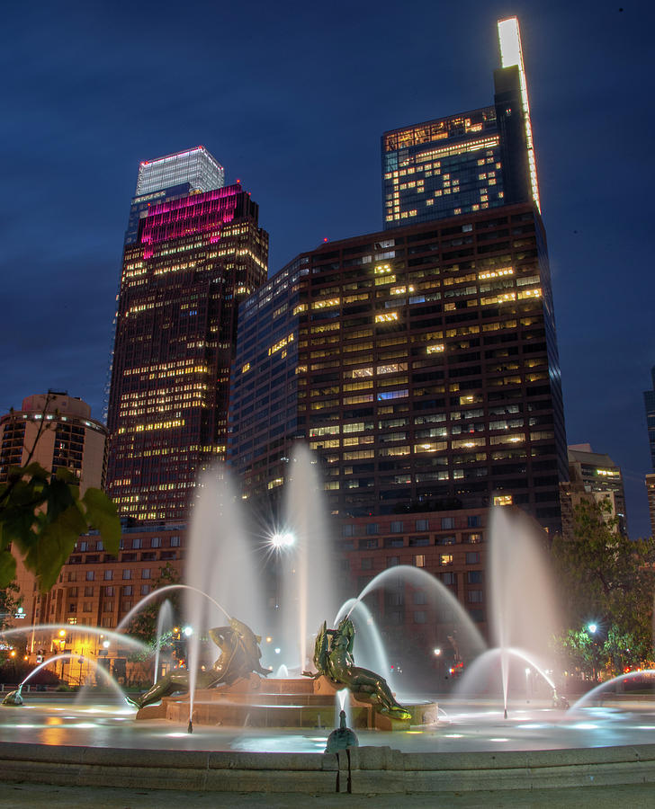 Swann Photograph - Swann Fountain And The Comcast Towers by Bill Cannon Swann Photograph - Swann Fountain And The Comcast Towers by Bill Cannon