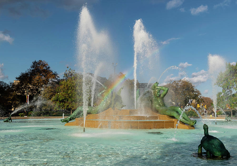 Swann Fountain with Rainbow Photograph by Steven Richman