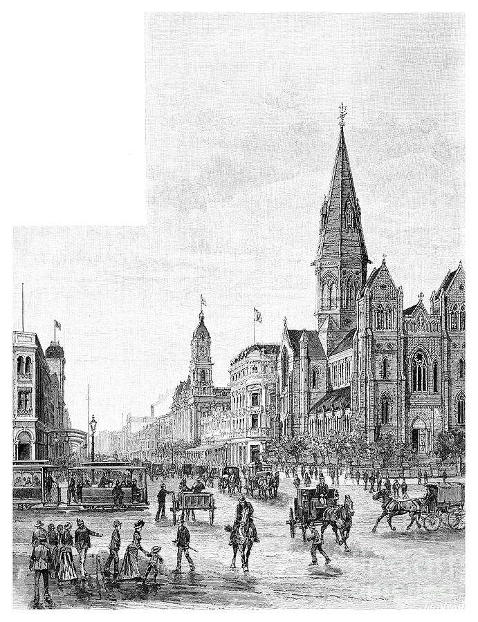Swanston Street Looking North Drawing by Print Collector